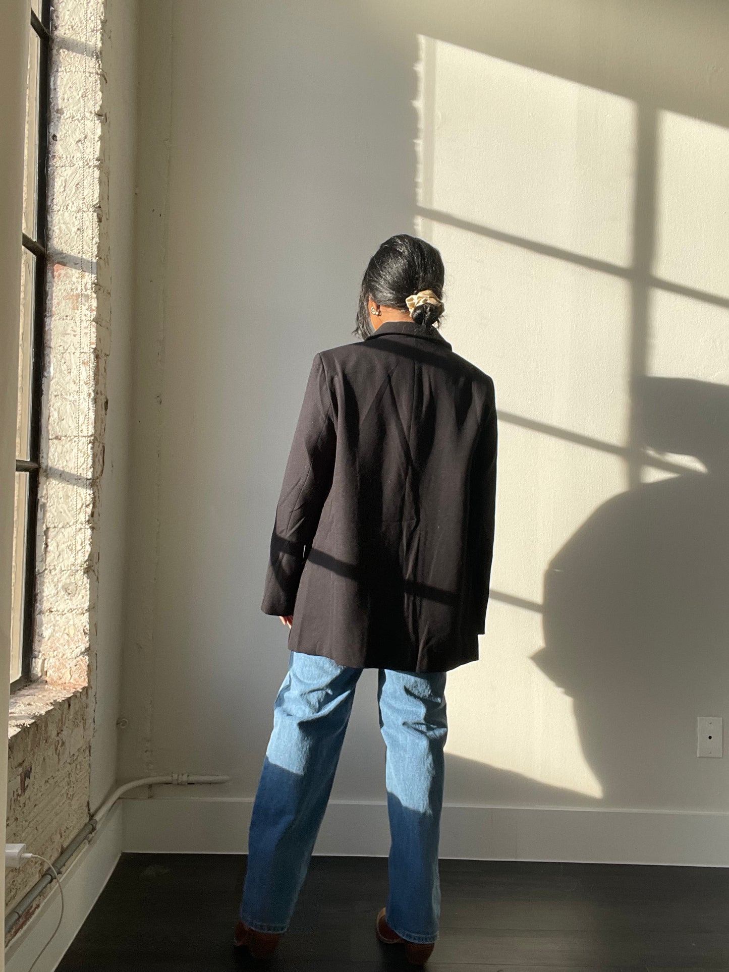 Grant 80s Style Oversized Blazer In Black