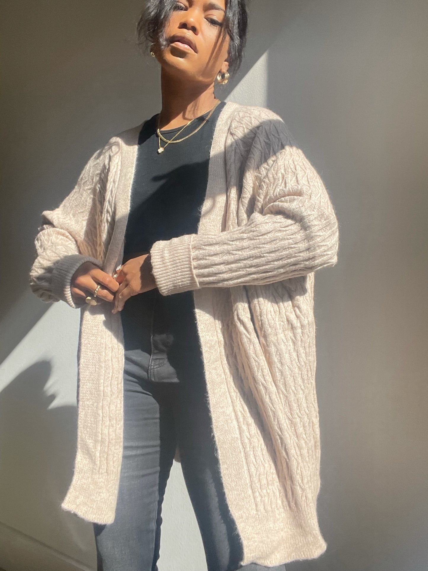 Tuli Oversized Cardigan In Oatmeal