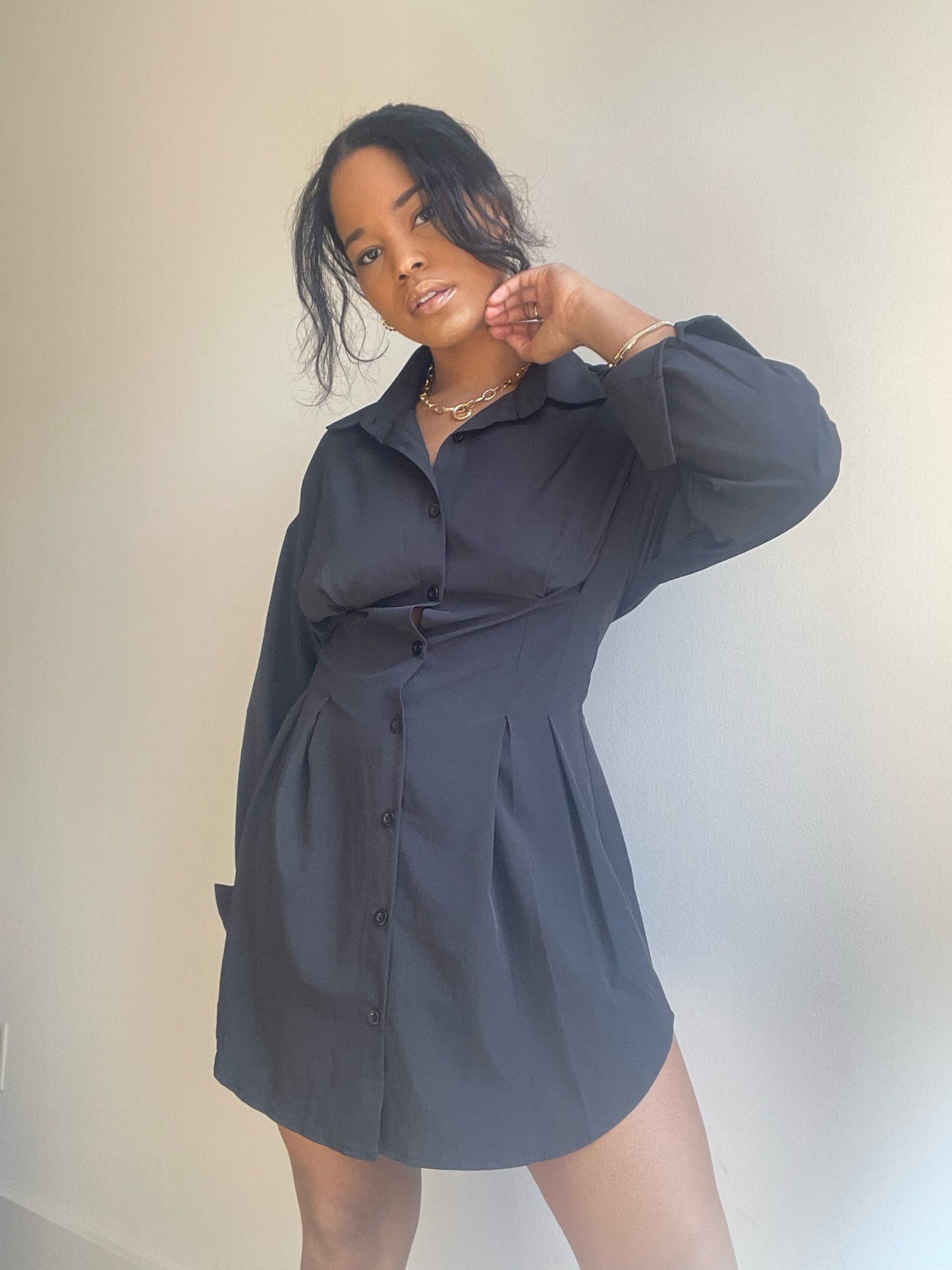 Phoebe Shirt Dress In Black