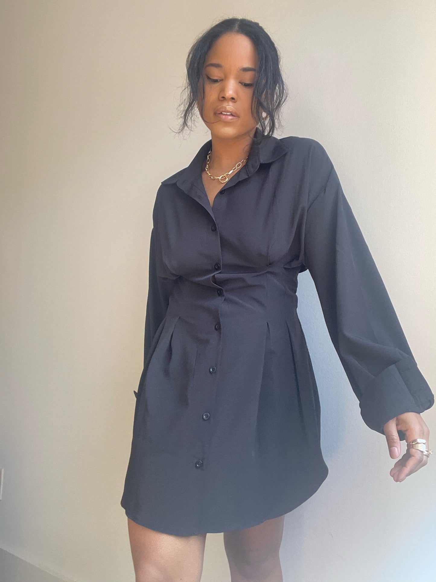 Phoebe Shirt Dress In Black