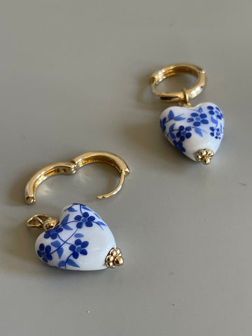 China Glass & Hoop Drop Earring
