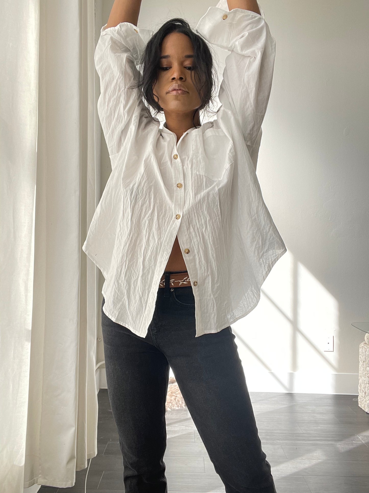 Chase Cotton Oversized Button Down In White