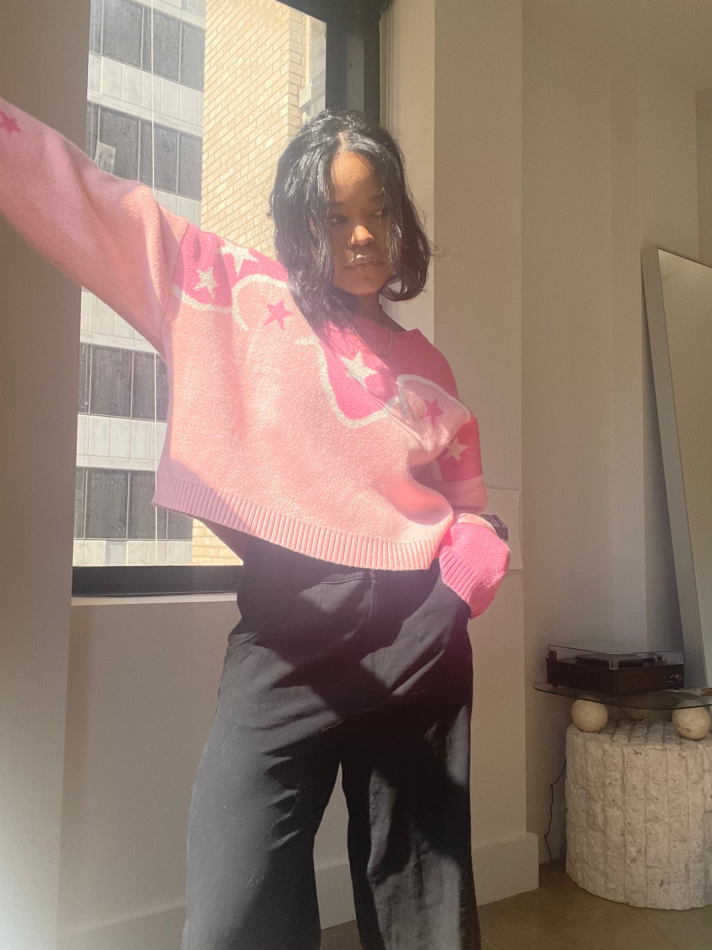 Whitney Cowgirl Crop Pullover In Pink