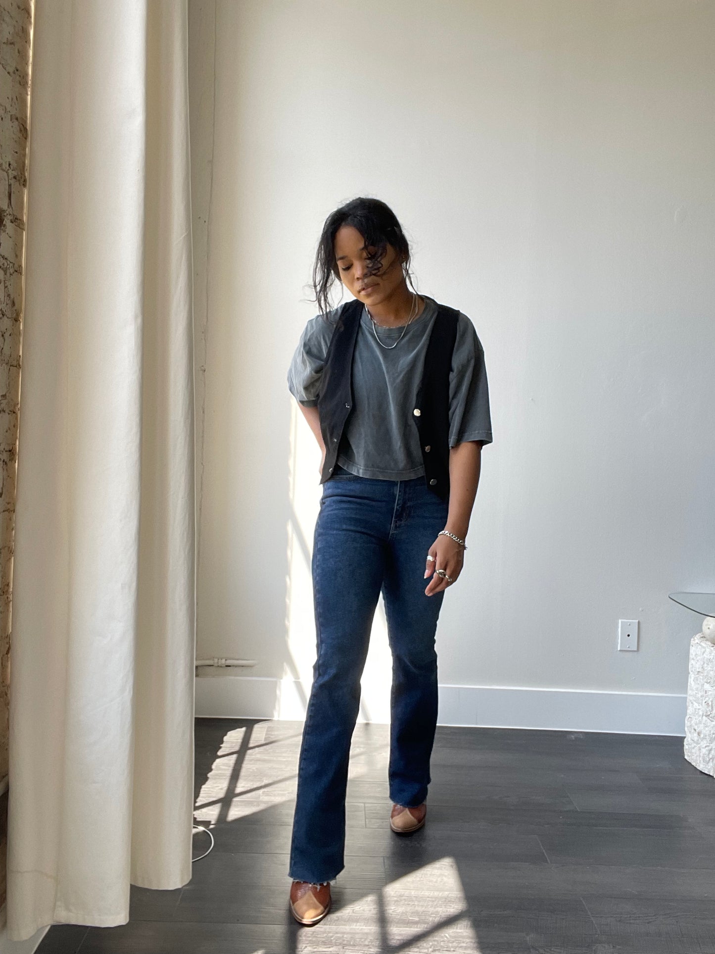 Chelsea Mid - Rise Flare Jean In Dark Indigo