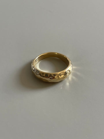Classic Ripped & Hammered Dome Ring In Gold