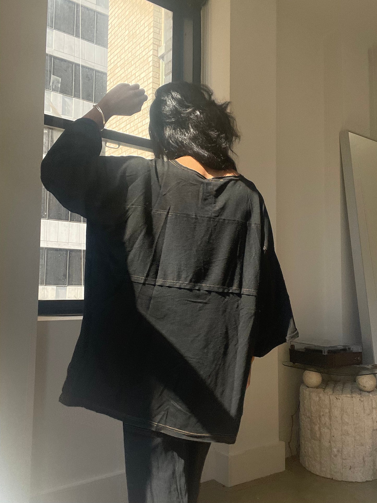 Corey Stitch Oversized Lounge Top In Black