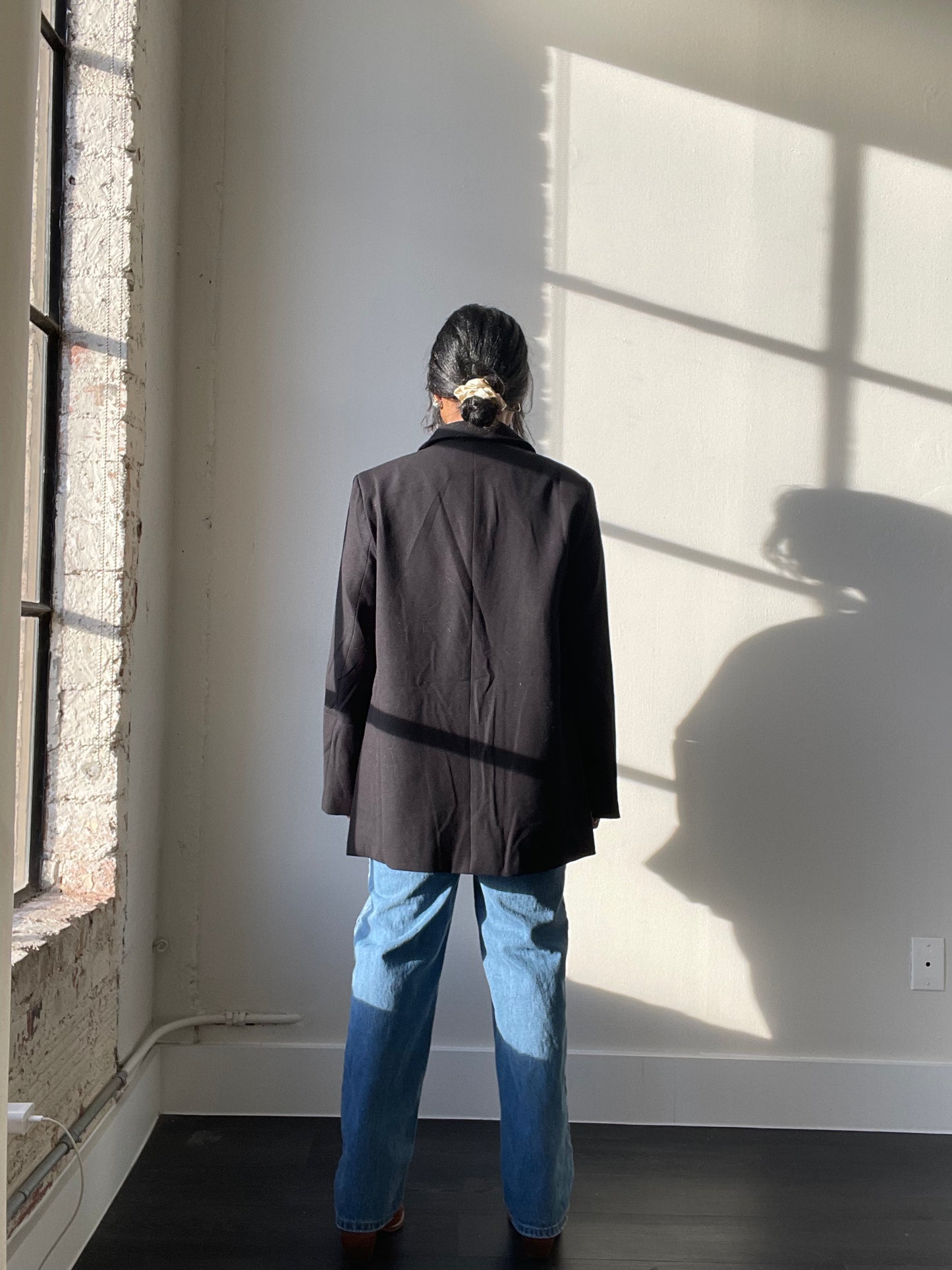 Grant 80s Style Oversized Blazer In Black