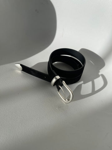 Carly Classic Cowboy Velvet Belt In Black Silver