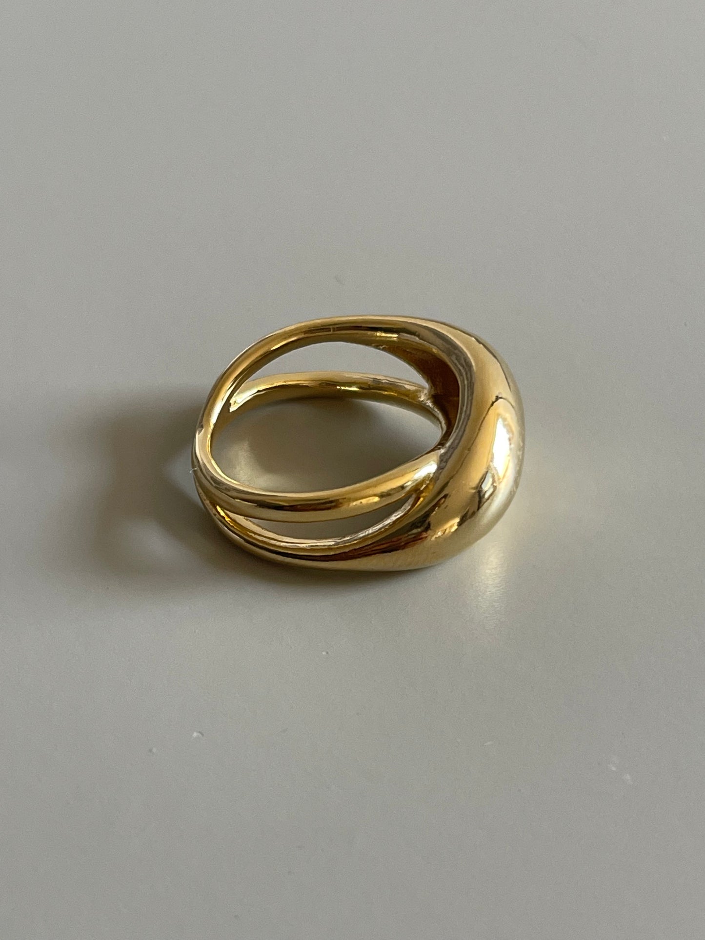 Classic Dome Cross Ring In Gold