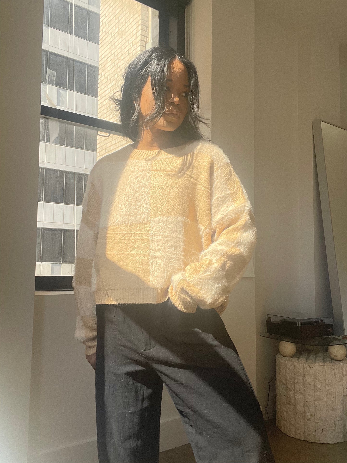 Charlie Check Pullover Sweater In Taupe