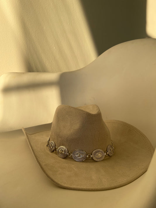 Hannah Western Silver Belt Cowboy Hat In Ivory Cream