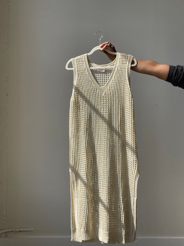 Zach Crochet Gold Metallic Midi Dress In Natural