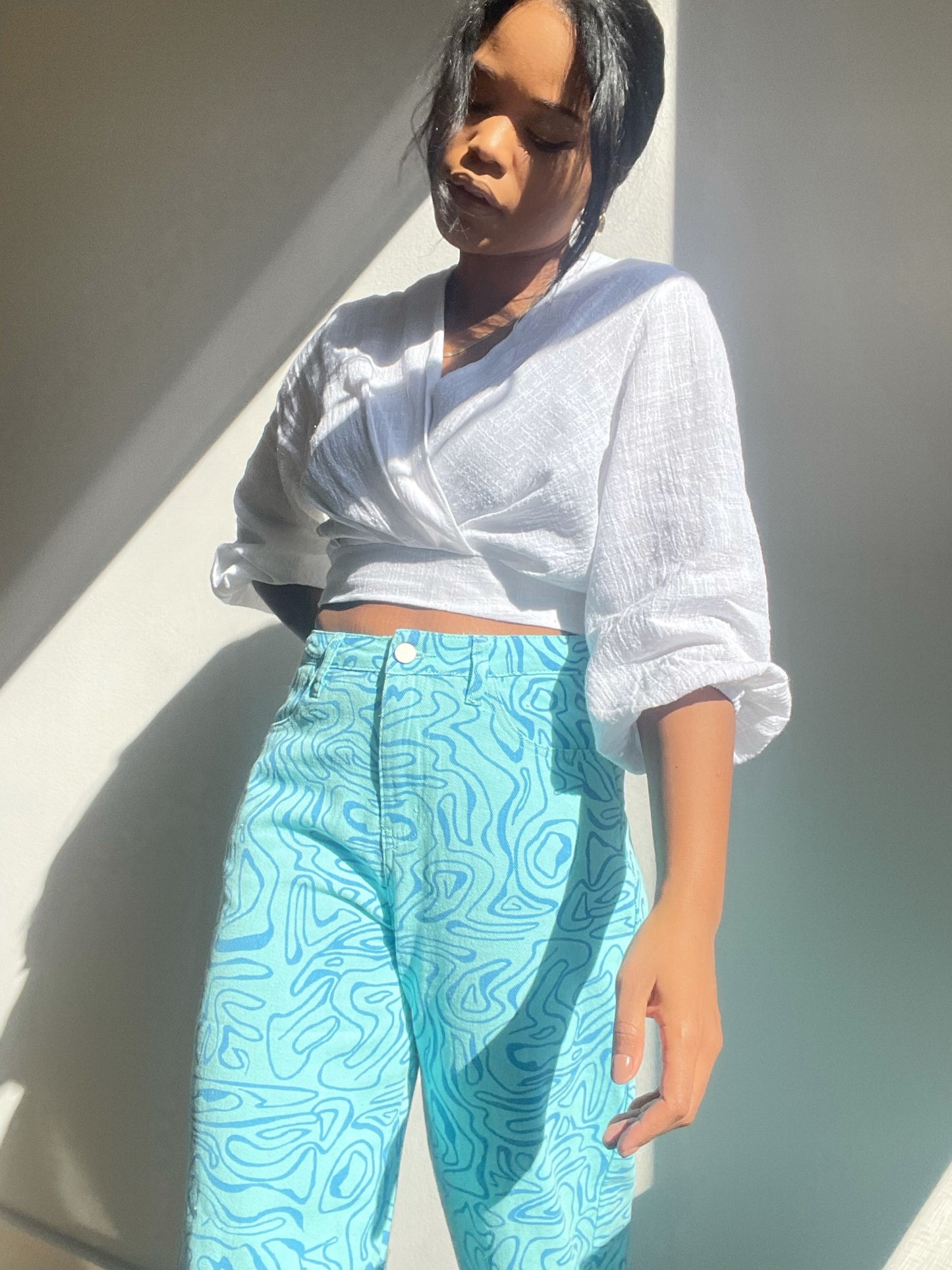 Diana Wrap Front Puff Sleeve Crop Top In White