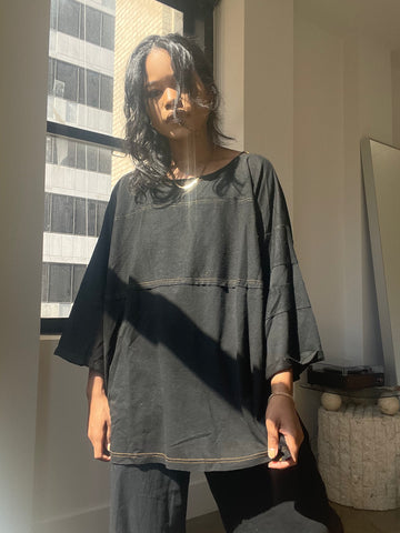 Corey Stitch Oversized Lounge Top In Black