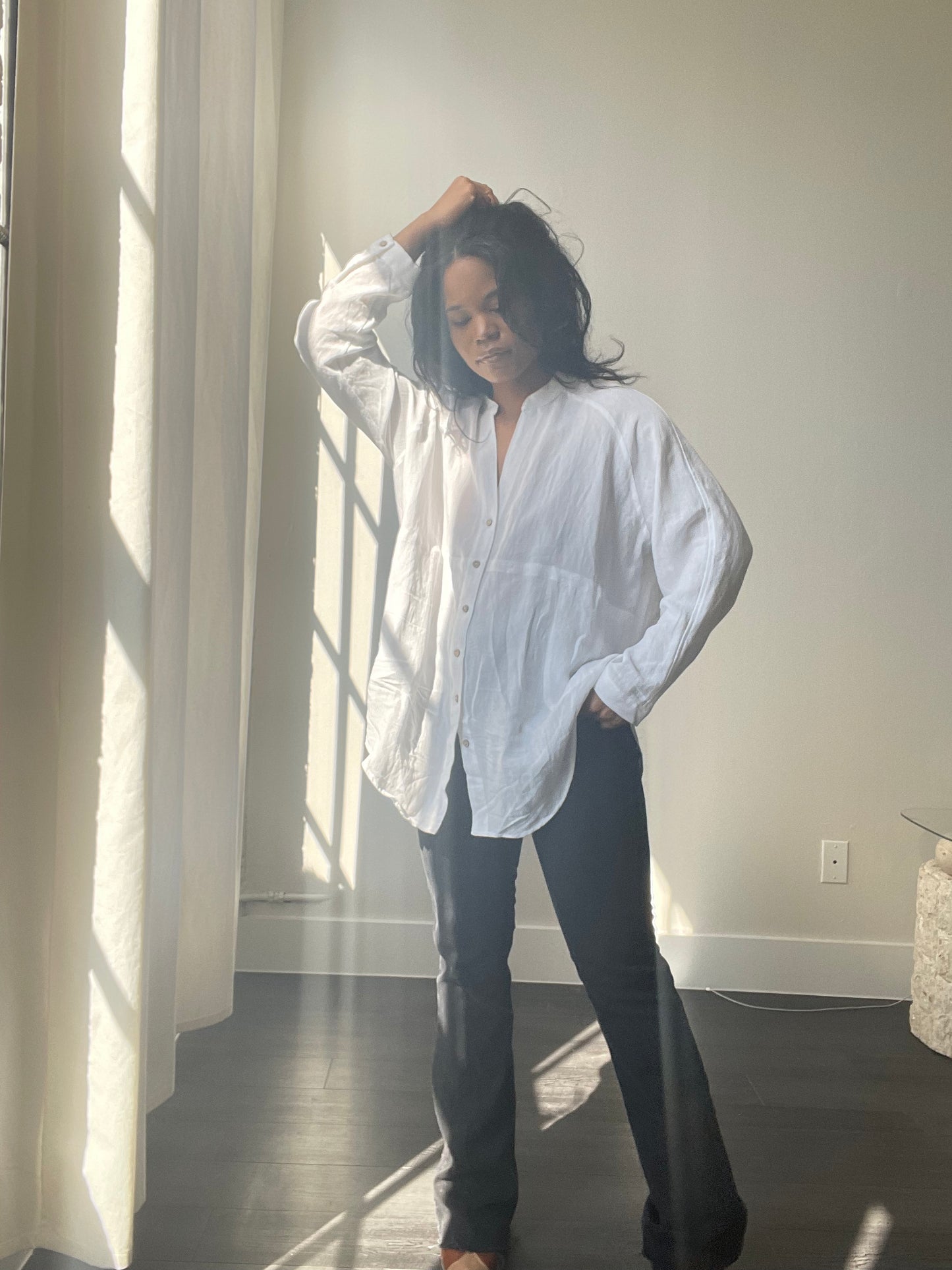 Perry Oversized Button Down In White