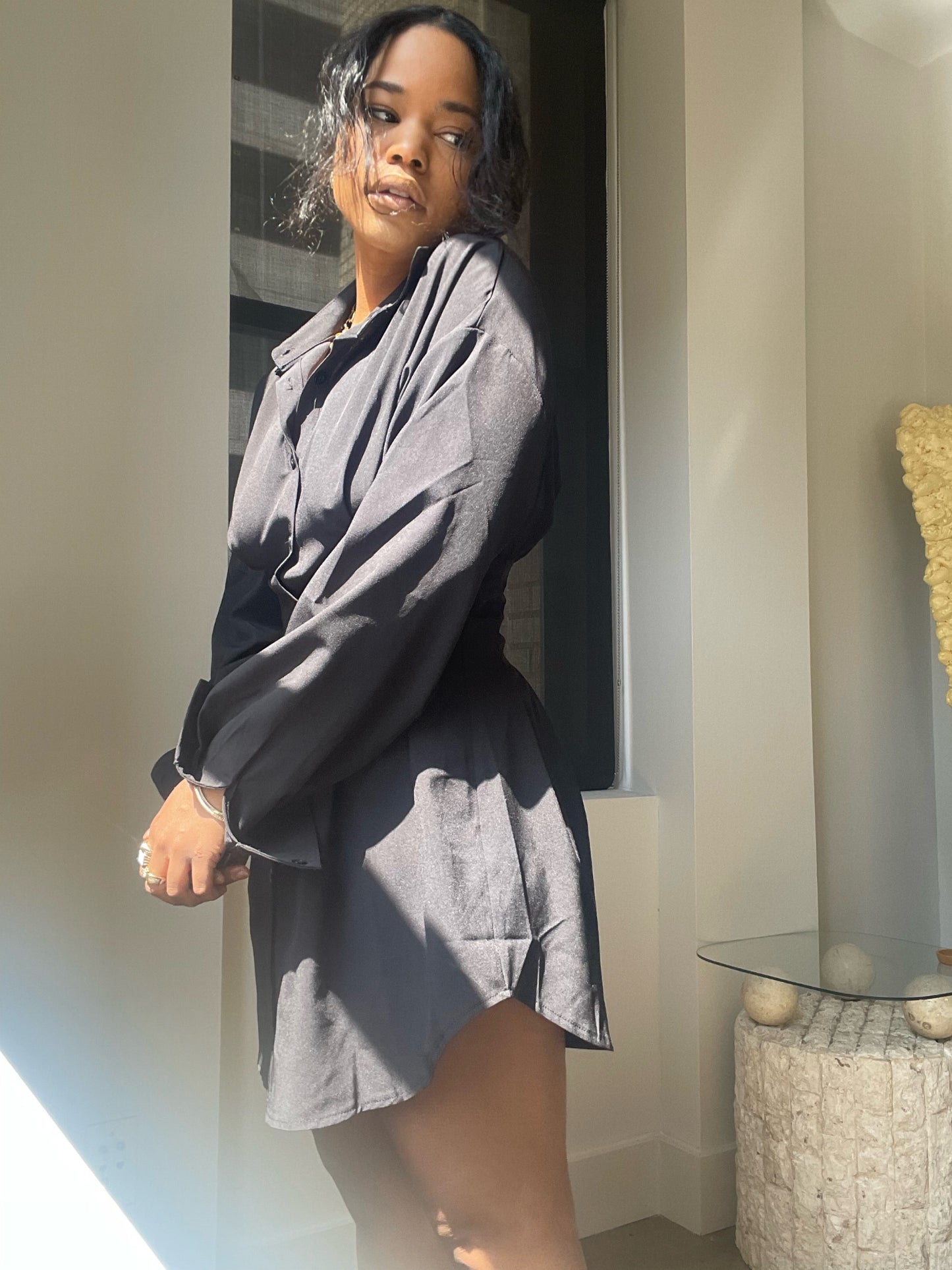 Phoebe Shirt Dress In Black