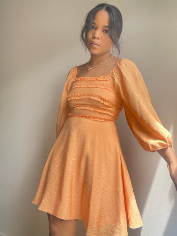 Shelley Ruffle Mini Dress In Tangerine