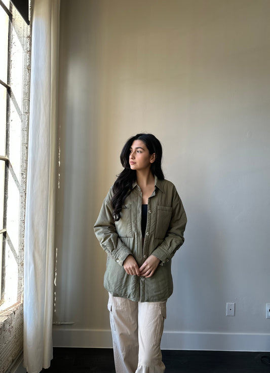 Courtney Ultra Lightweight Shacket In Olive