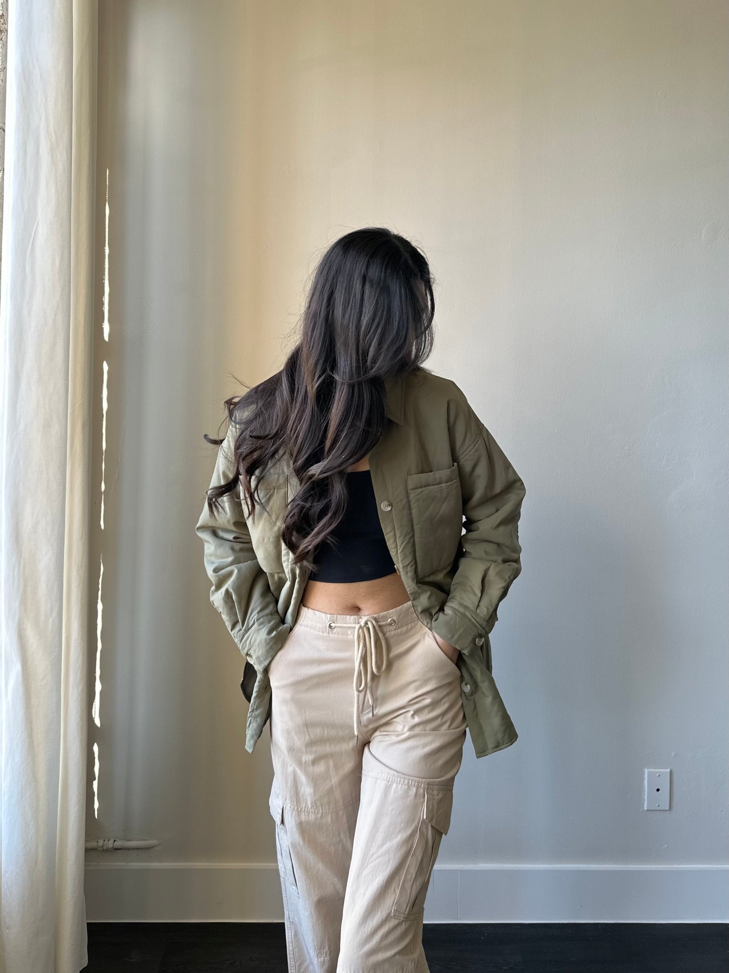 Courtney Ultra Lightweight Shacket In Olive