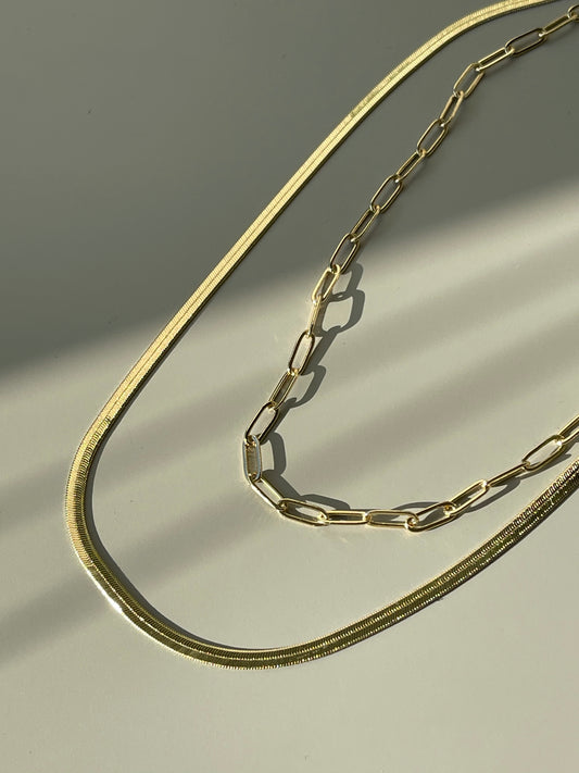 Link Layered Snake Necklace In Gold
