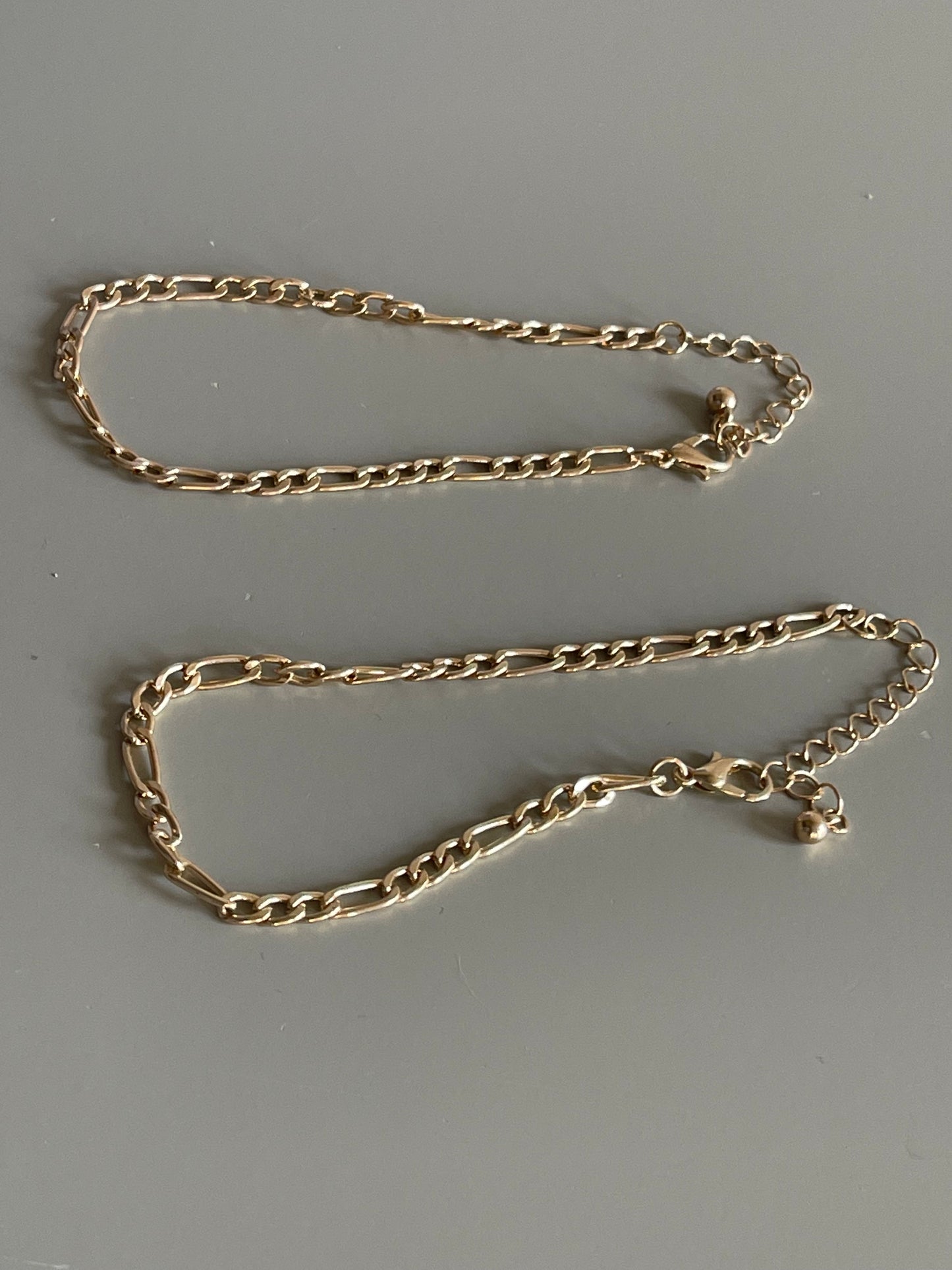 Classic Mini Double Link Chain Bracelet Set In Gold