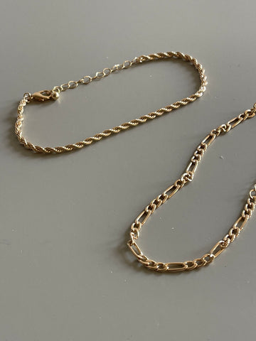 Twist & Classic Link Chain Bracelet Set In Gold