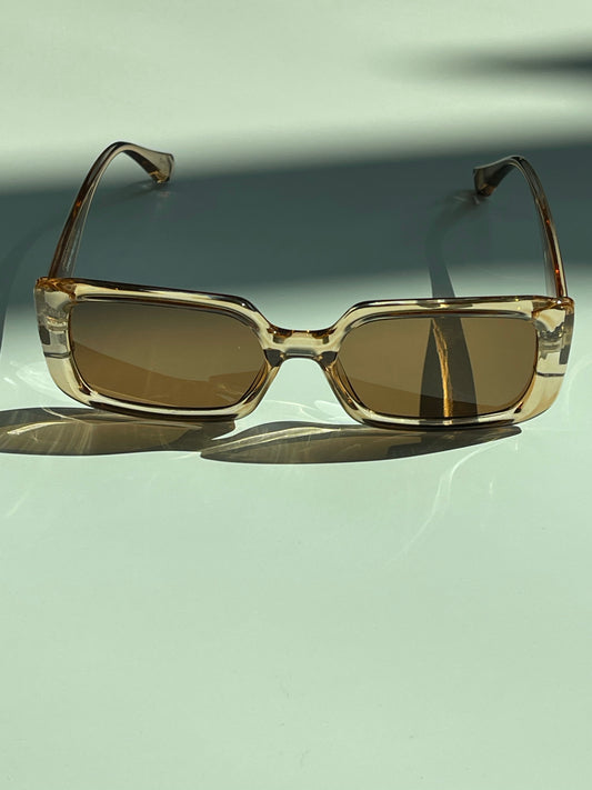 Eliza Round Square Sunglasses In Taupe Tangerine