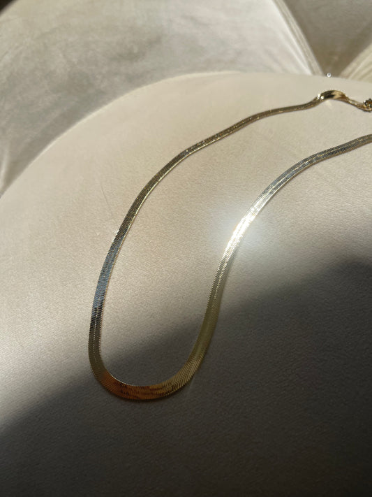 Single Flat 14k Plated Gold Snake Chain