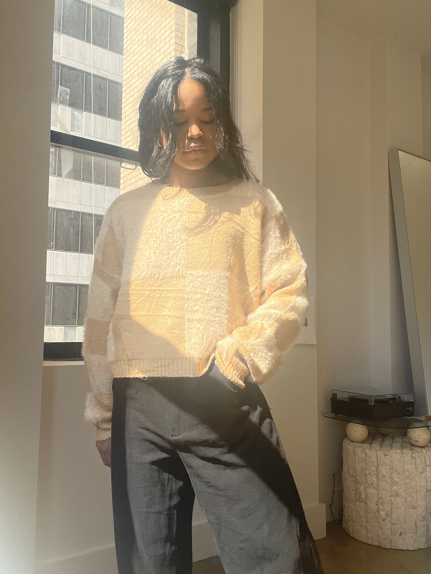 Charlie Check Pullover Sweater In Taupe