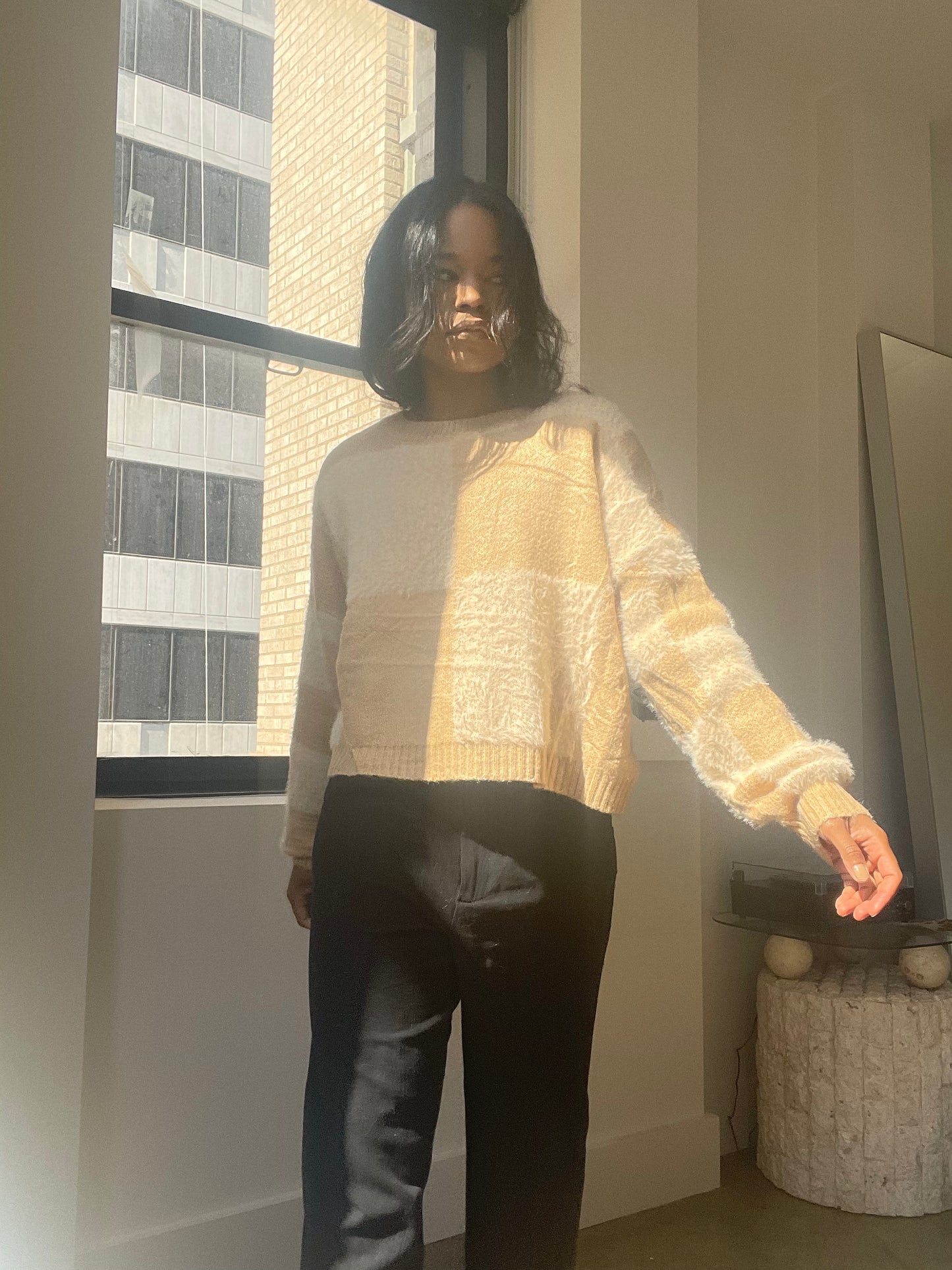 Charlie Check Pullover Sweater In Taupe