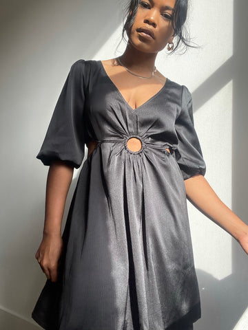 Jane 70s Cutout Mini Dress In Black