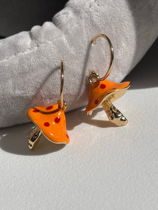 Alice Mushroom Drop Earring In Tangerine