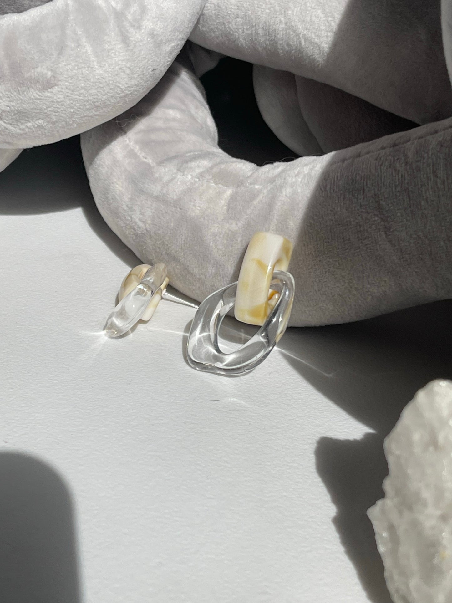 Organic Cream & Clear Drop Acrylic Earring