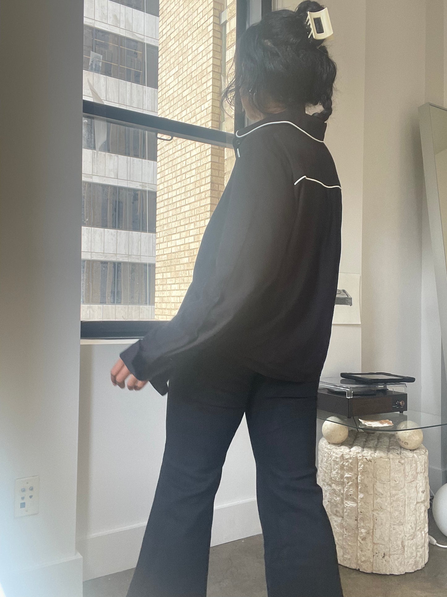 Daniel Western Piping Button Down Long Sleeve Shirt In Black