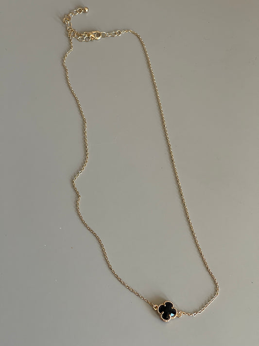 Clover Mini Charm Necklace In Ebony