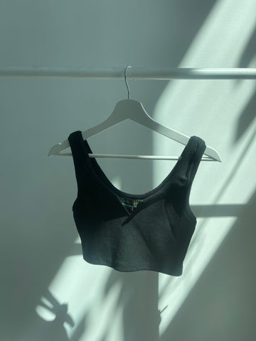 Dracy Ultra Crop Slit Tank Top In Black