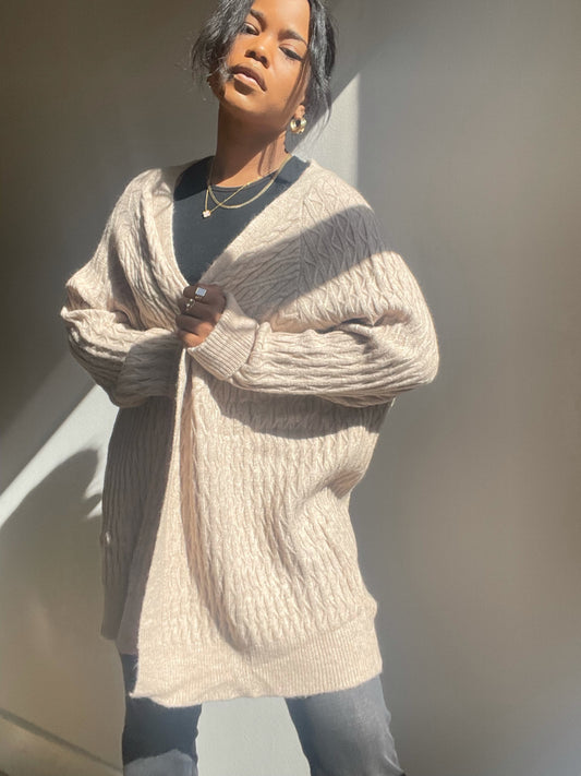 Tuli Oversized Cardigan In Oatmeal