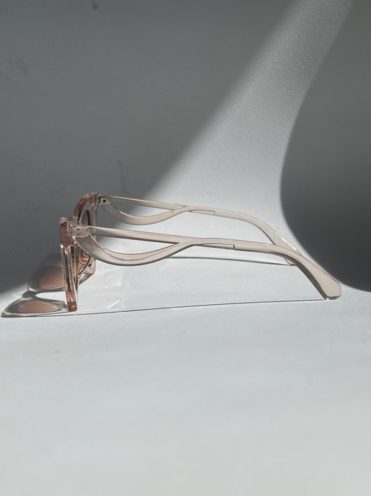 Gia Angled Cat-Eye Sunglasses In Translucent Taupe