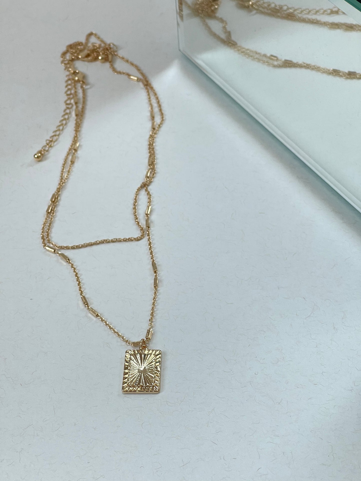 Sunburst Layered Drop Necklace In Gold