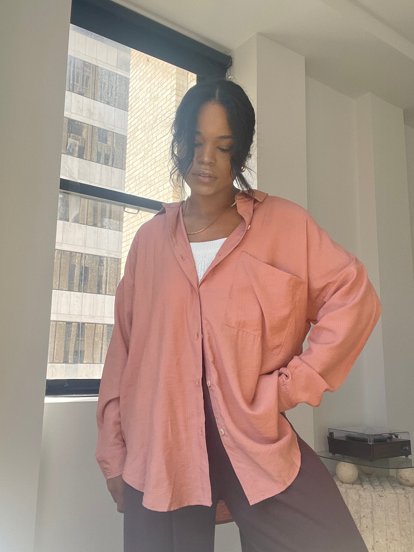 Haley Classic Button Down Shirt In Rust