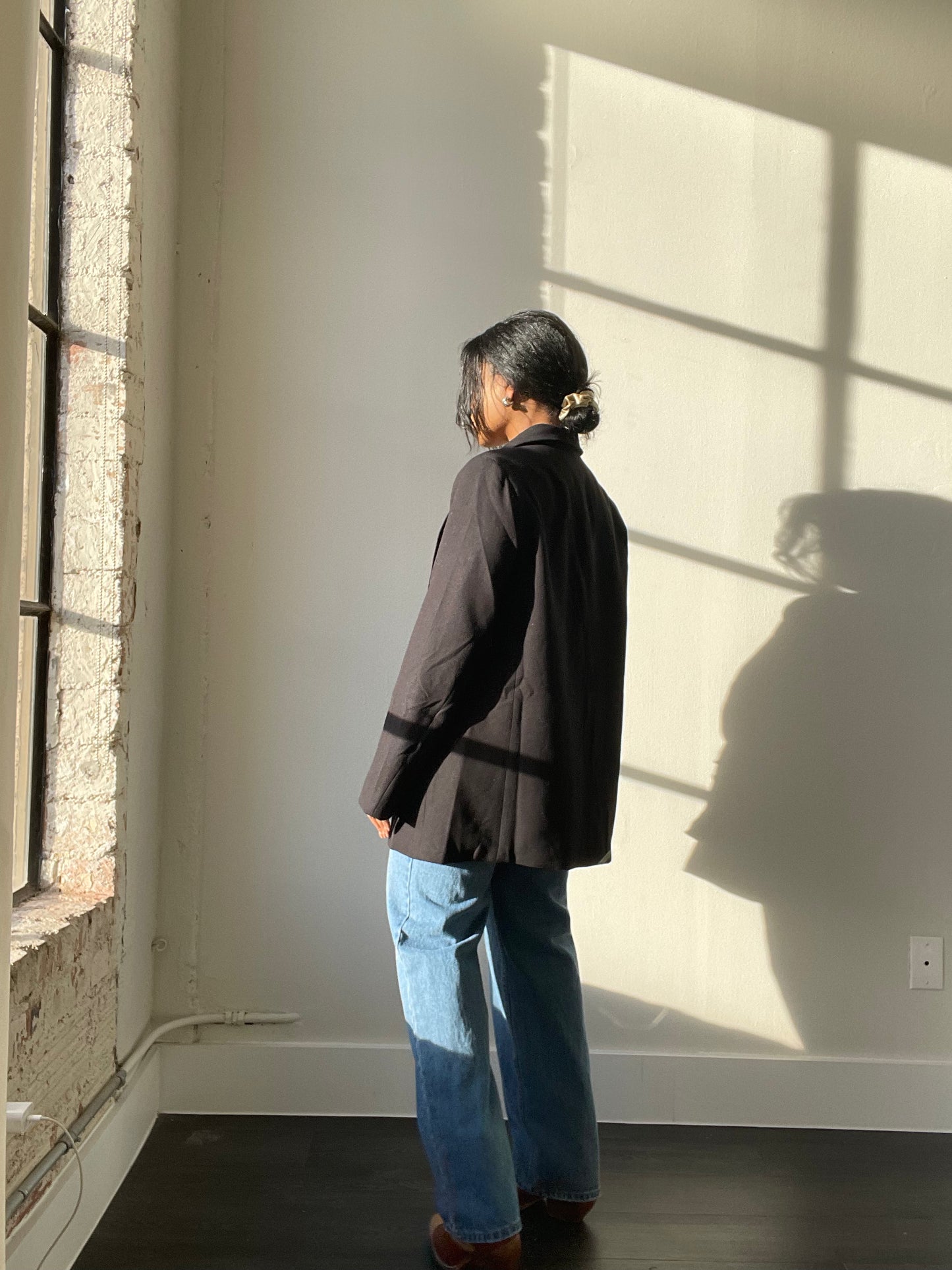 Grant 80s Style Oversized Blazer In Black