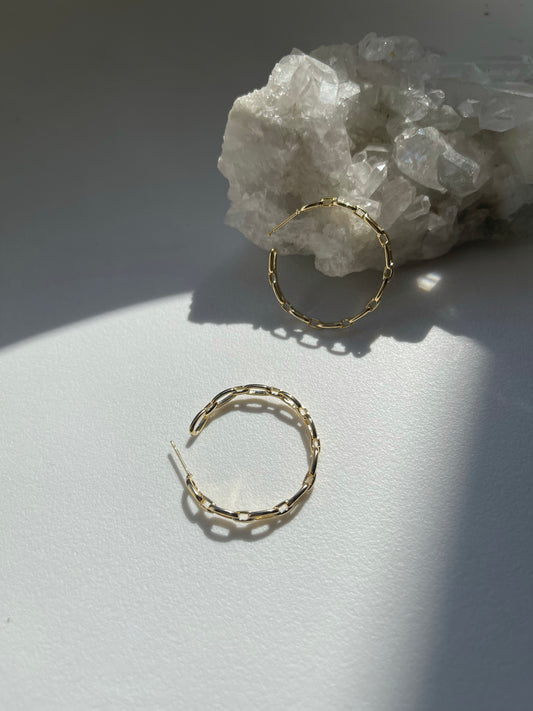 Kelly 14K Gold Plated Link Chain Hoop Earring