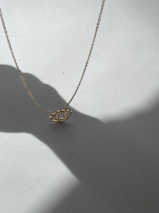Geo Evil Eye Necklace In Gold