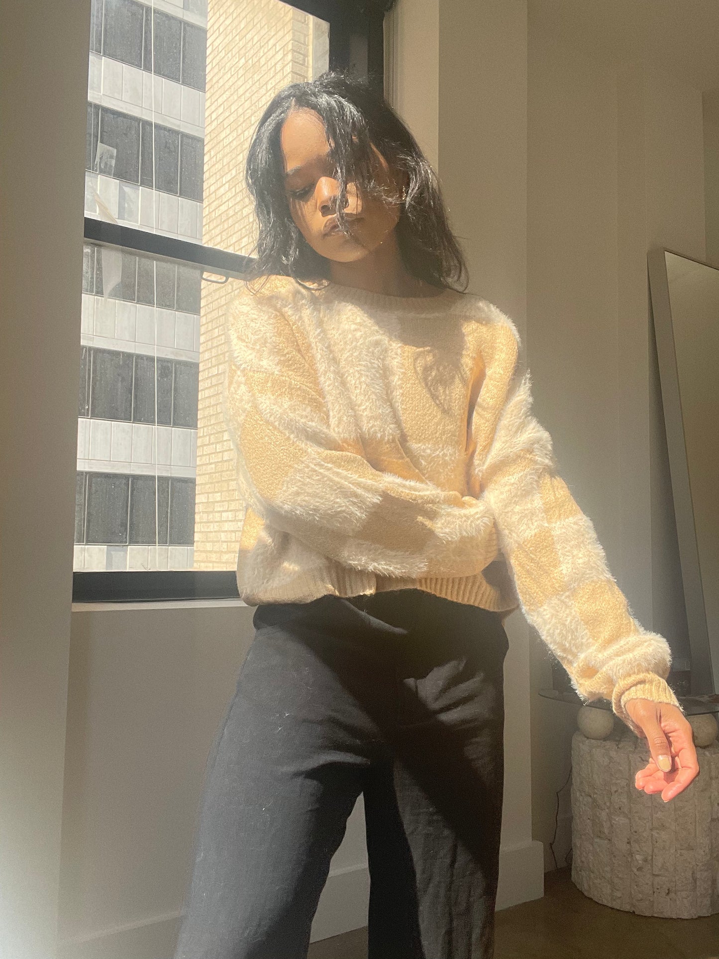 Charlie Check Pullover Sweater In Taupe