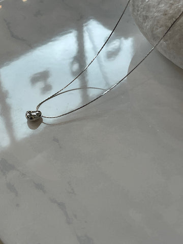 Salice White Gold Plated Organic Gloss Nugget Charm Necklace In Silver