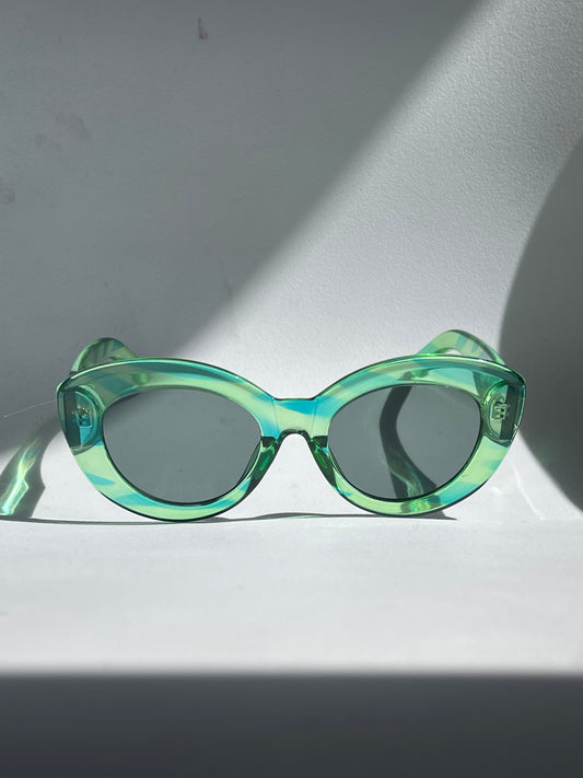Dita Chunky Cat-Eye Sunglasses In Blue Green