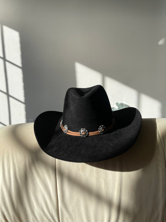 Melina Western Style Cowboy Hat Fedora In Black