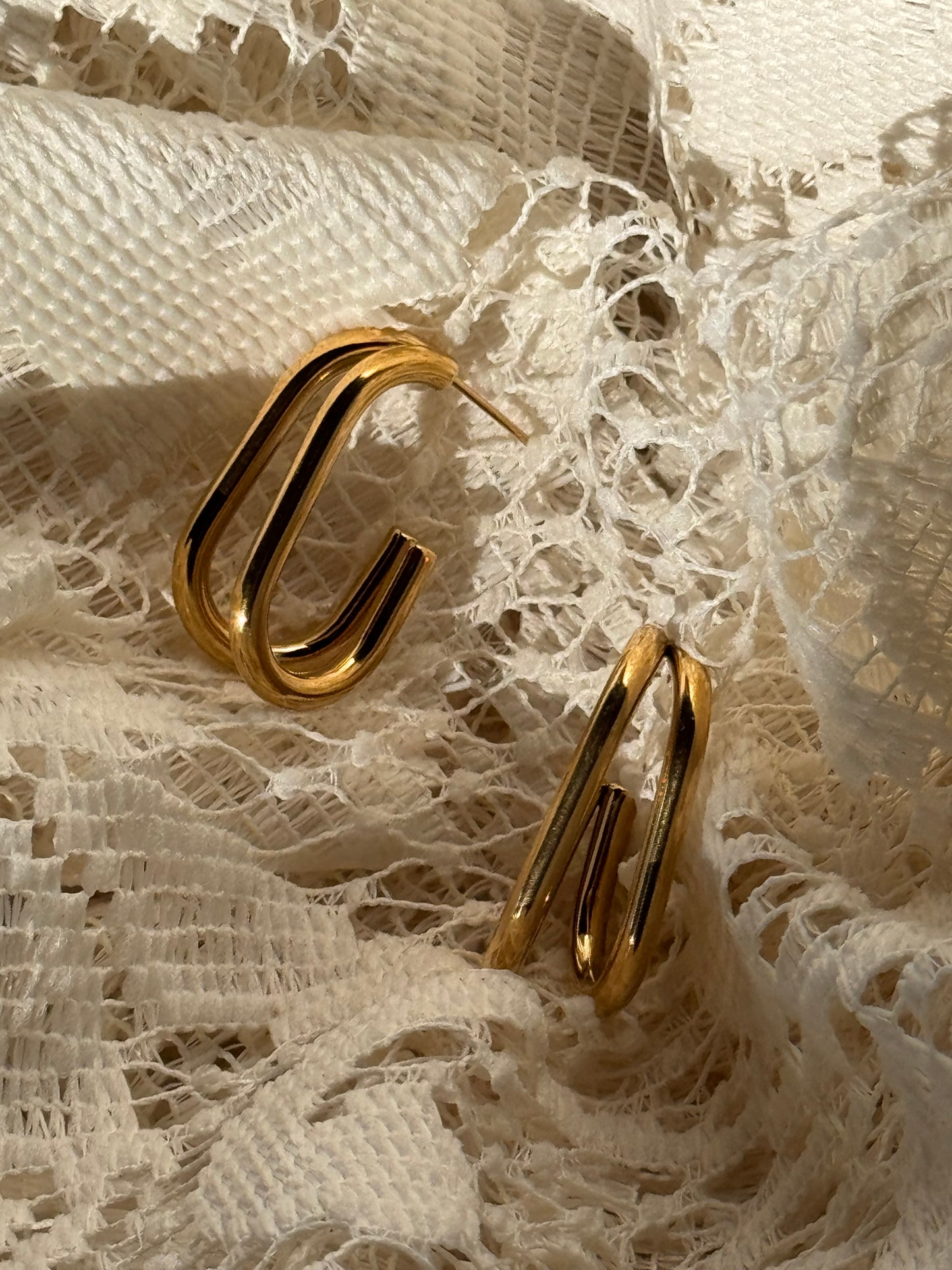 Sylvia 18k Stainless Steel Waterproof Classic Double Hoop Earring In Gold