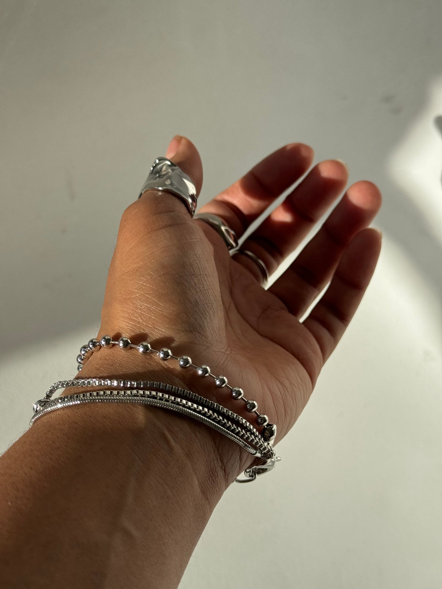 Cassidy Tri Link Chain Bracelet In Silver