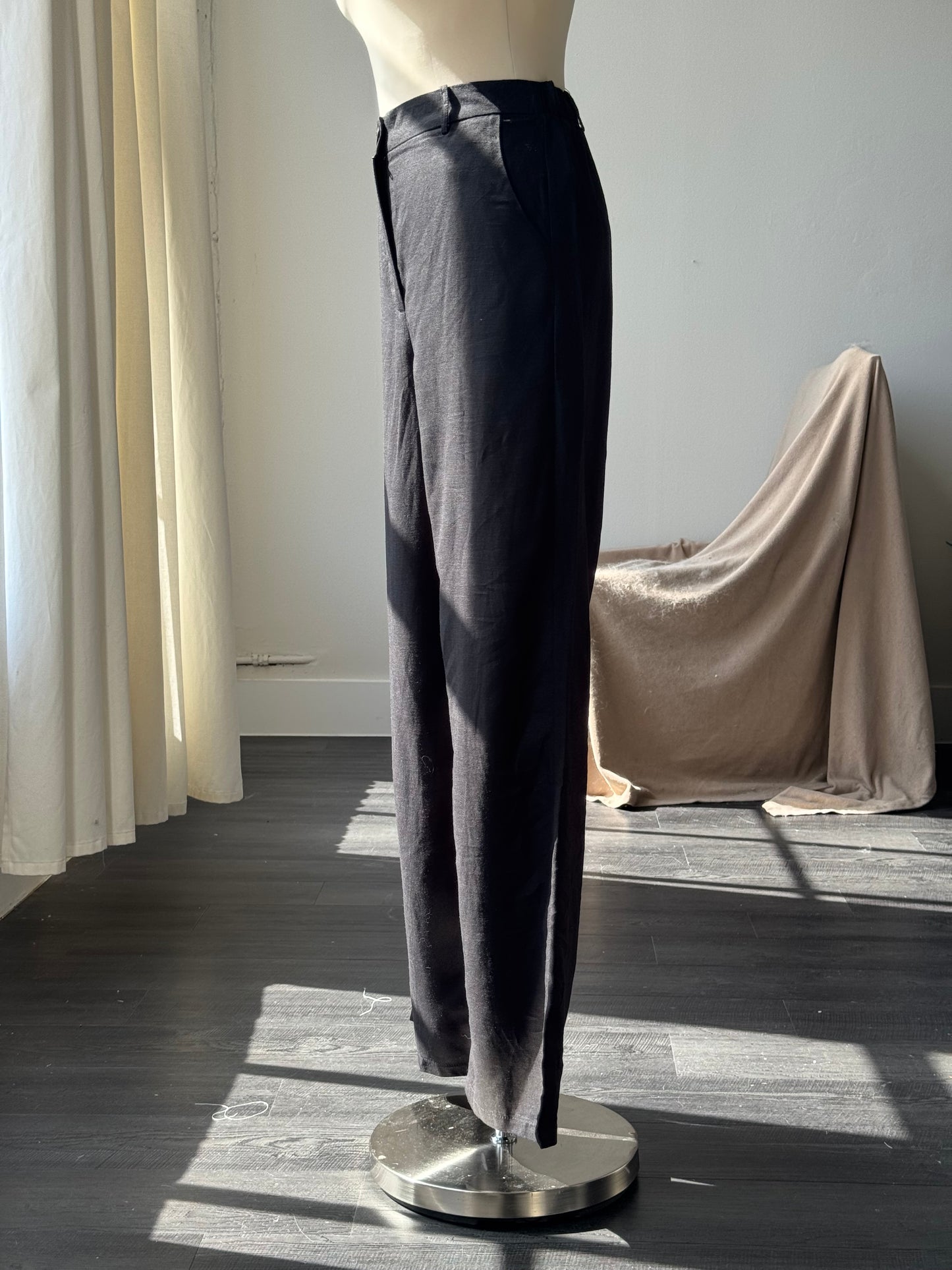 Sophie Cotton & Linen Relaxed Pants In Black
